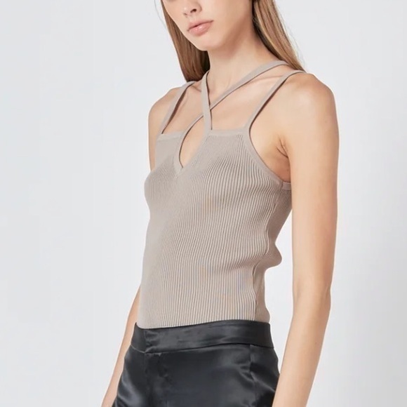 Endless Rose Strap Detail Fitted Knit Top size small - Picture 1 of 11